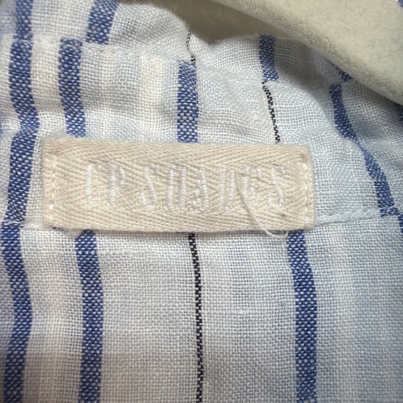 CP Shades Linen Shirt Blue White Stripe Button Up Long Sleeve Casual Mens L - Picture 3 of 9